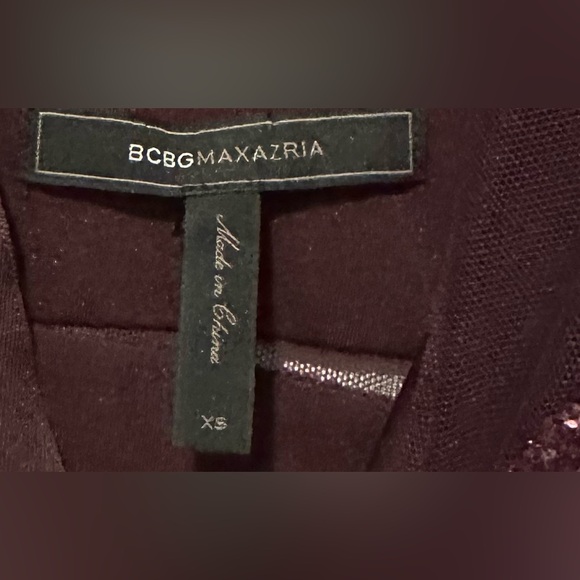 NWT BCBGMaxAzria Short Sleeve Barlow Micro Sequin Illusion Mini Dress Mullberry - Picture 9 of 11